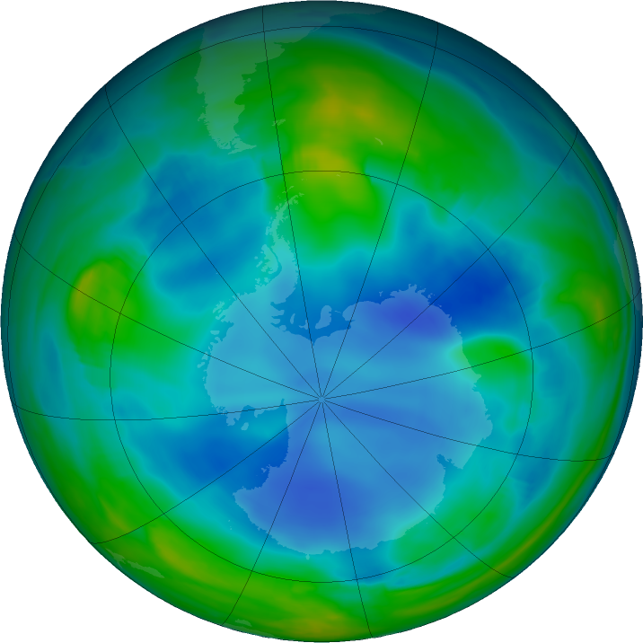 Antarctic ozone map for 12 June 2023